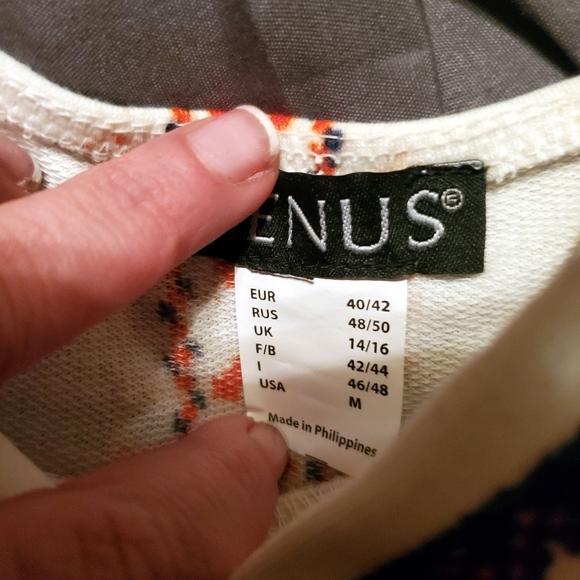 Venus ivory orange brown Sleeveless deep plunge Blouse M NWOT - Picture 5 of 6